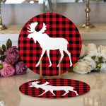 Ekose Zemin Geyik Tasarımlı Dijital Baskılı Dekoratif 2'li Yuvarlak Servis Altlığı – Supla Realhomes