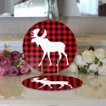 Ekose Zemin Geyik Tasarımlı Dijital Baskılı Dekoratif 2'li Yuvarlak Servis Altlığı – Supla Realhomes