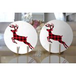 Ekose Geyik Tasarımlı Dijital Baskılı Modern 2'li Yuvarlak Servis Altlığı – Supla Realhomes