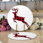 Ekose Geyik Tasarımlı Dijital Baskılı Modern 2'li Yuvarlak Servis Altlığı – Supla Realhomes