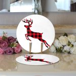 Ekose Geyik Tasarımlı Dijital Baskılı Modern 2'li Yuvarlak Servis Altlığı – Supla Realhomes