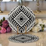 Siyah Beyaz İskandinav Desen Tasarımlı Dijital Baskılı Modern 2'li Yuvarlak Servis Altlığı – Supla Realhomes