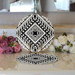 Siyah Beyaz İskandinav Desen Tasarımlı Dijital Baskılı Modern 2'li Yuvarlak Servis Altlığı – Supla Realhomes