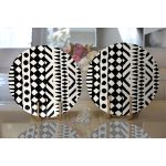 Siyah Beyaz İskandinav Desen Tasarımlı Dijital Baskılı Dekoratif 2'li Yuvarlak Servis Altlığı – Supla Realhomes