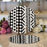 Siyah Beyaz İskandinav Desen Tasarımlı Dijital Baskılı Dekoratif 2'li Yuvarlak Servis Altlığı – Supla Realhomes