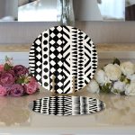 Siyah Beyaz İskandinav Desen Tasarımlı Dijital Baskılı Dekoratif 2'li Yuvarlak Servis Altlığı – Supla Realhomes