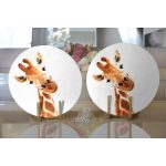 Beyaz Zemin Zürafa Desenli Dijital Baskılı Modern 2'li Yuvarlak Servis Altlığı – Supla Realhomes