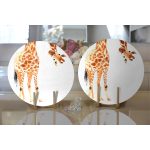 Beyaz Zemin Zürafa Desenli Dijital Baskılı Dekoratif 2'li Yuvarlak Servis Altlığı – Supla Realhomes