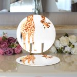 Beyaz Zemin Zürafa Desenli Dijital Baskılı Dekoratif 2'li Yuvarlak Servis Altlığı – Supla Realhomes