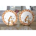 Beyaz Zemin Zürafa Desenli Dijital Baskılı Modern 2'li Yuvarlak Servis Altlığı – Supla Realhomes