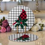 Ekose Kuş Yaprak Tasarımlı Dijital Baskılı Modern 2'li Yuvarlak Servis Altlığı – Supla Realhomes