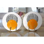 Sanat Güneşi Temalı Dijital Baskılı Modern 2'li Yuvarlak Servis Altlığı – Supla Realhomes