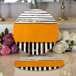 Çizgili Özel Tasarım Dijital Baskılı Dekoratif 2'li Yuvarlak Servis Altlığı – Supla Realhomes