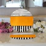 Çizgili Özel Tasarım Dijital Baskılı Dekoratif 2'li Yuvarlak Servis Altlığı – Supla Realhomes