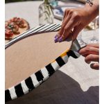 Çizgili Özel Tasarım Dijital Baskılı Dekoratif 2'li Yuvarlak Servis Altlığı – Supla Realhomes