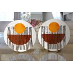 Çizgili Güneş Tasarımlı Dijital Baskılı Modern 2'li Yuvarlak Servis Altlığı – Supla Realhomes