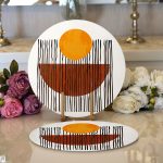 Çizgili Güneş Tasarımlı Dijital Baskılı Modern 2'li Yuvarlak Servis Altlığı – Supla Realhomes