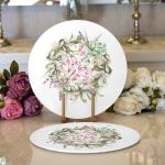 Suluboya Çizimli Çiçek Tasarımlı Dijital Baskılı Modern 2'li Yuvarlak Servis Altlığı – Supla Realhomes