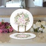 Suluboya Çizimli Çiçek Tasarımlı Dijital Baskılı Modern 2'li Yuvarlak Servis Altlığı – Supla Realhomes