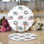 Christmas Temalı Araba Tasarımlı Dijital Baskılı Dekoratif 2'li Yuvarlak Servis Altlığı – Supla Realhomes