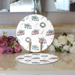 Christmas Temalı Araba Tasarımlı Dijital Baskılı Dekoratif 2'li Yuvarlak Servis Altlığı – Supla Realhomes