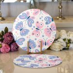 Renkli Kelebek Motifli Dijital Baskılı Modern 2'li Yuvarlak Servis Altlığı – Supla Realhomes