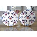 Mistik Göz Motifli Dijital Baskılı Modern 2'li Yuvarlak Servis Altlığı – Supla Realhomes