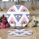 Mistik Üçgen Göz Tasarımlı Dijital Baskılı Dekoratif 2'li Yuvarlak Servis Altlığı – Supla Realhomes