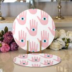 Mistik El İçinde Göz Motifli Dijital Baskılı Modern 2'li Yuvarlak Servis Altlığı – Supla Realhomes