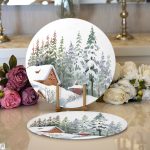 Bağ Evi Tasarımlı Kış Temalı Dijital Baskılı Dekoratif 2'li Yuvarlak Servis Altlığı – Supla Realhomes