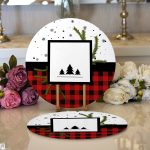 Siyah Beyaz & Ekose Motifli Dijital Baskılı Modern 2'li Yuvarlak Servis Altlığı – Supla Realhomes