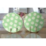 Yeşil Zemin Papatya Özel Tasarımlı Dijital Baskılı Modern 2'li Yuvarlak Servis Altlığı – Supla Realhomes