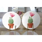 Kaktüs Özel Tasarımlı Dijital Baskılı Dekoratif 2'li Yuvarlak Servis Altlığı – Supla Realhomes