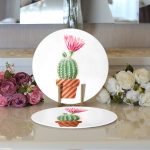 Kaktüs Özel Tasarımlı Dijital Baskılı Dekoratif 2'li Yuvarlak Servis Altlığı – Supla Realhomes