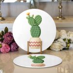 Kaktüs Özel Tasarımlı Dijital Baskılı Modern 2'li Yuvarlak Servis Altlığı – Supla Realhomes