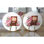 Gül Detaylı Müzik Kutusu Özel Tasarım Dijital Baskılı Modern 2'li Yuvarlak Servis Altlığı – Supla Realhomes