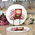 Gül Detaylı Müzik Kutusu Özel Tasarım Dijital Baskılı Modern 2'li Yuvarlak Servis Altlığı – Supla Realhomes