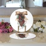 Kurdaleli Kozalak Motifli Dijital Baskılı Dekoratif 2'li Yuvarlak Servis Altlığı – Supla Realhomes