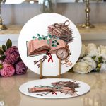 Özel Tasarım Kitap Temalı Dijital Baskılı Modern 2'li Yuvarlak Servis Altlığı – Supla Realhomes