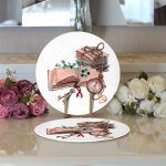 Özel Tasarım Kitap Temalı Dijital Baskılı Modern 2'li Yuvarlak Servis Altlığı – Supla Realhomes