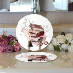 Retro Defter & Tüylü Kalem Tasarımlı Dijital Baskılı Modern 2'li Yuvarlak Servis Altlığı – Supla Realhomes