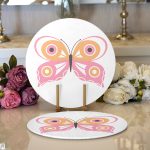 Pembe Kelebek Tasarımlı Dijital Baskılı Dekoratif 2'li Yuvarlak Servis Altlığı – Supla Realhomes