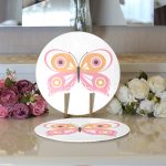 Pembe Kelebek Tasarımlı Dijital Baskılı Dekoratif 2'li Yuvarlak Servis Altlığı – Supla Realhomes