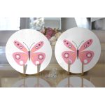 Pembe Kelebek Tasarımlı Dijital Baskılı Modern 2'li Yuvarlak Servis Altlığı – Supla Realhomes