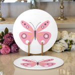 Pembe Kelebek Tasarımlı Dijital Baskılı Modern 2'li Yuvarlak Servis Altlığı – Supla Realhomes