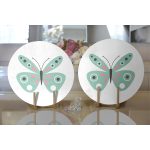 Mint Yeşili Kelebek Tasarımlı Dijital Baskılı Dekoratif 2'li Yuvarlak Servis Altlığı – Supla Realhomes