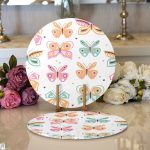 Renkli Kelebek Tasarımlı Dijital Baskılı Modern 2'li Yuvarlak Servis Altlığı – Supla Realhomes
