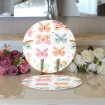 Renkli Kelebek Tasarımlı Dijital Baskılı Modern 2'li Yuvarlak Servis Altlığı – Supla Realhomes