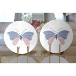 Mavi Pembe Kelebek Desenli Dijital Baskılı Dekoratif 2'li Yuvarlak Servis Altlığı – Supla Realhomes