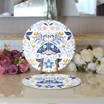 Çiçekli Özel Tasarım Dijital Baskılı Dekoratif 2'li Yuvarlak Servis Altlığı – Supla Realhomes